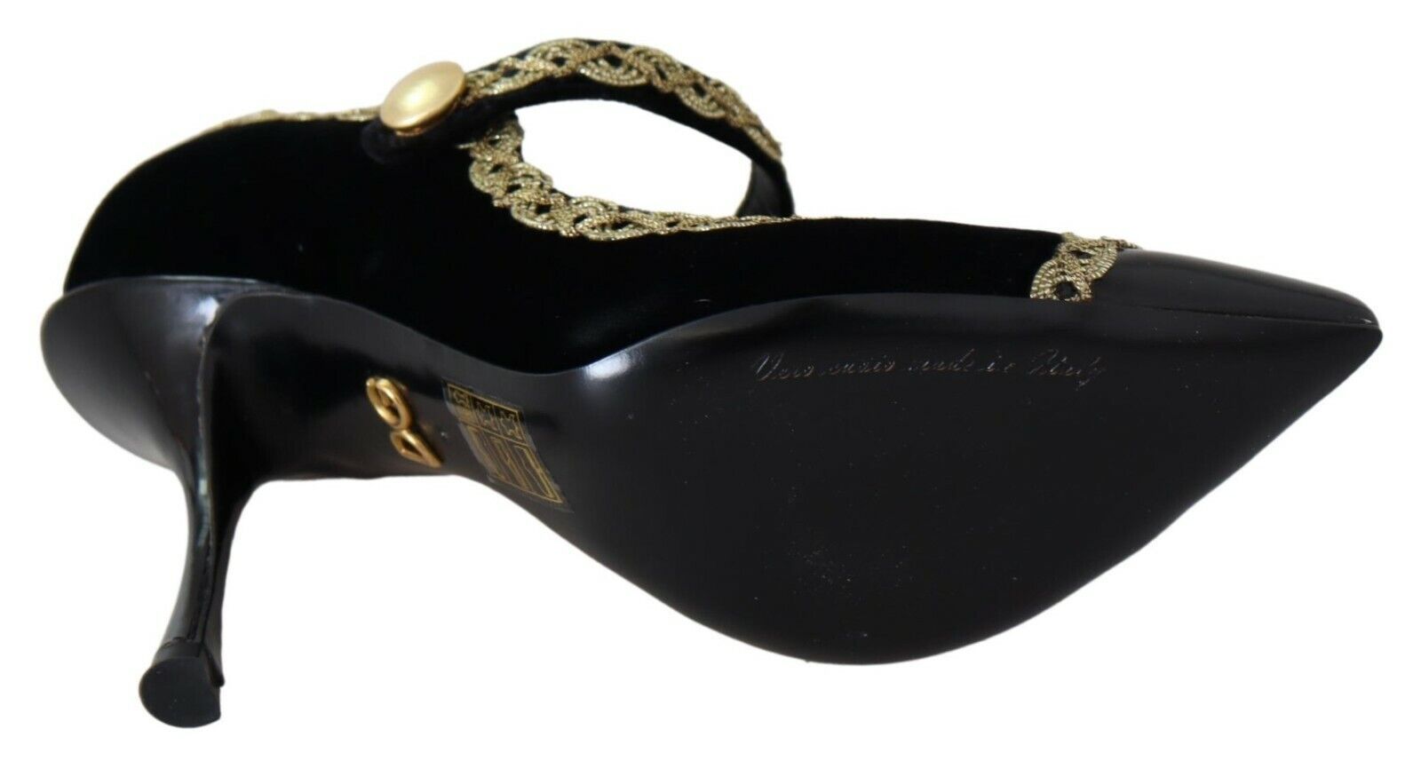 Escarpins Mary Jane en velours noir orné Dolce &amp; Gabbana