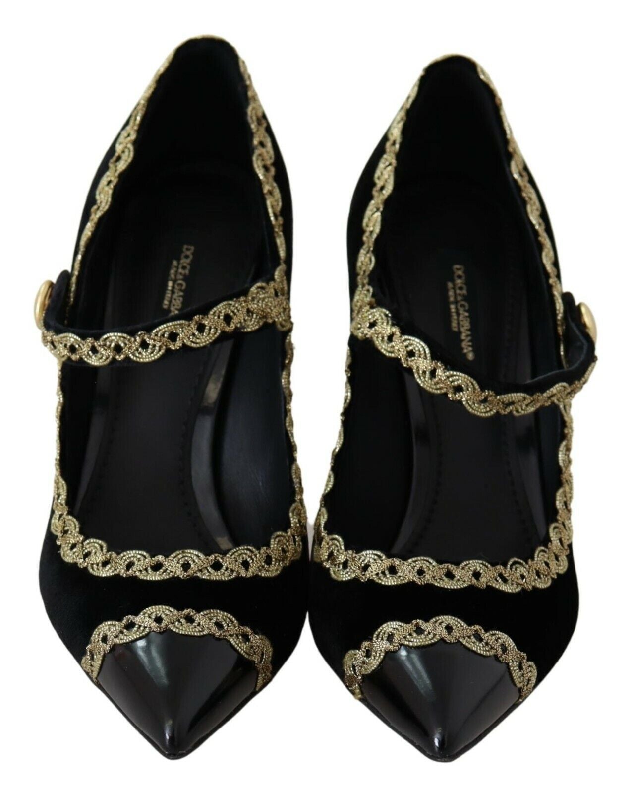 Escarpins Mary Jane en velours noir orné Dolce &amp; Gabbana