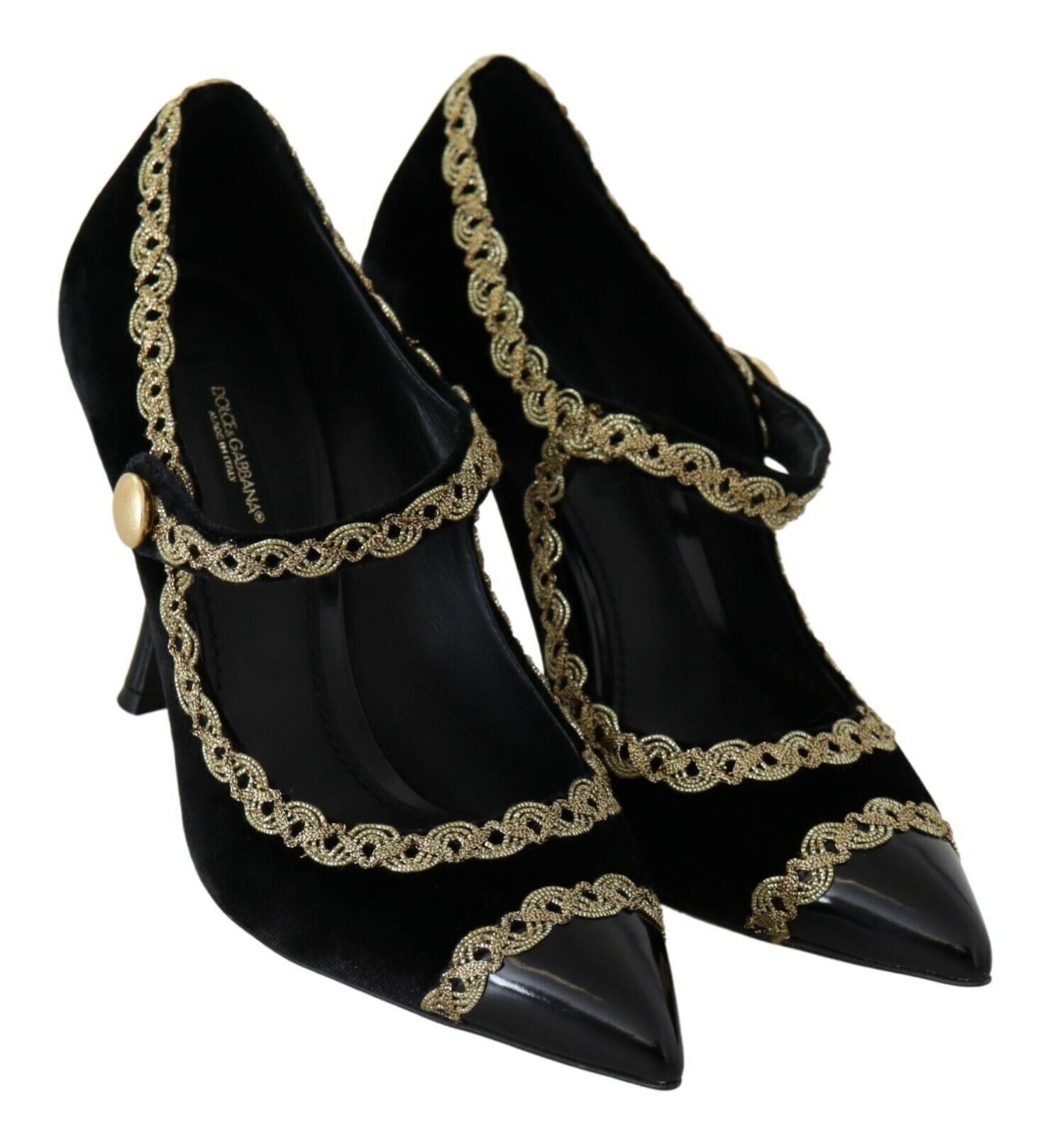 Escarpins Mary Jane en velours noir orné Dolce &amp; Gabbana