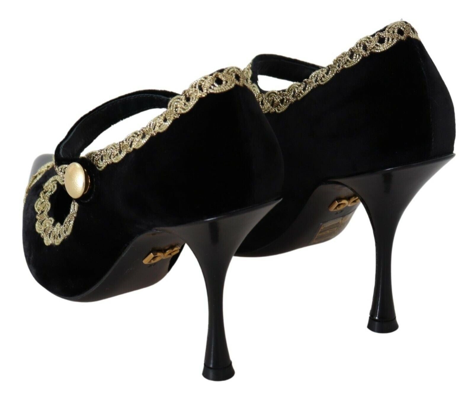 Escarpins Mary Jane en velours noir orné Dolce &amp; Gabbana