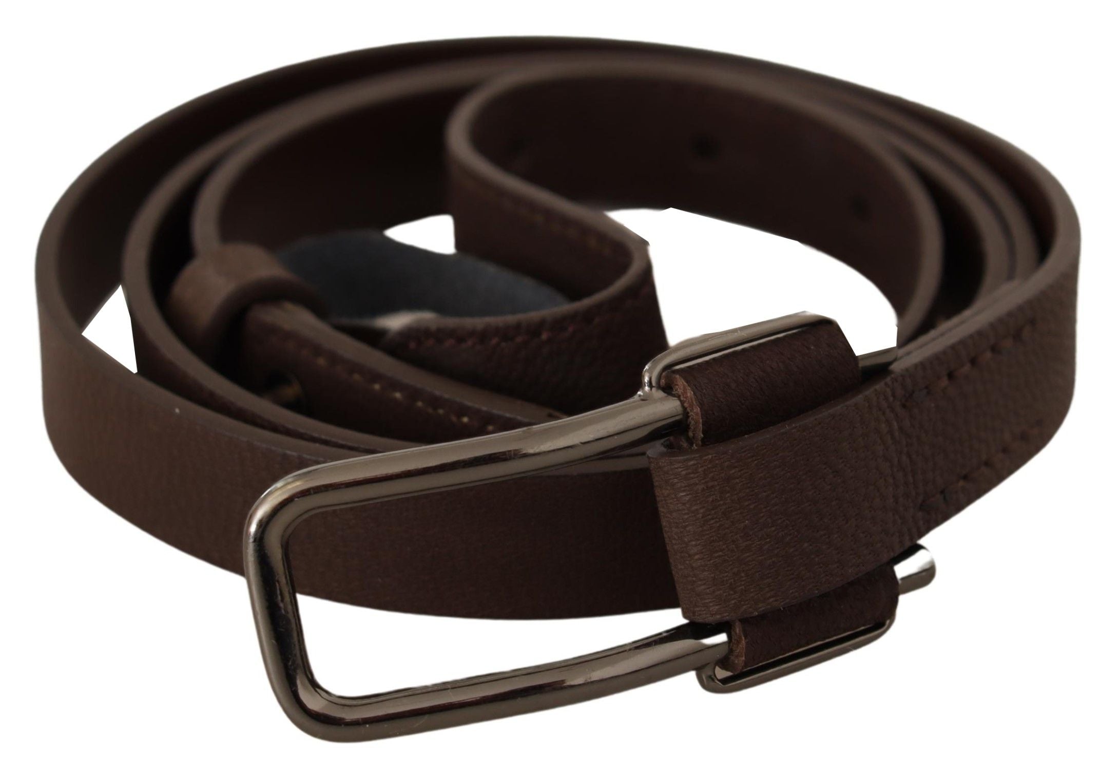 Ceinture à boucle en métal argenté marron WX Costume National