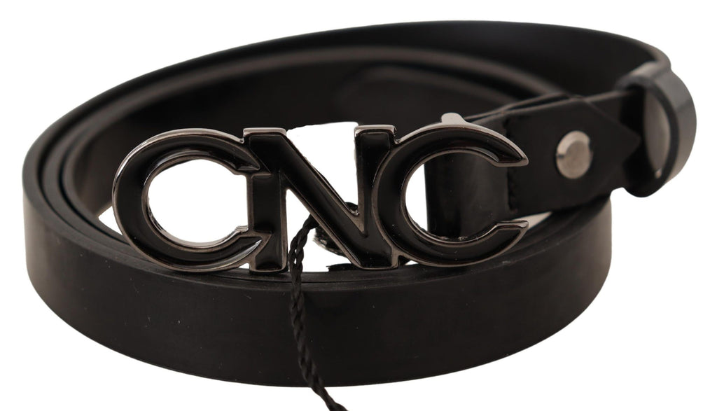 Ceinture à boucle en cuir noir avec logo et lettre Costume National