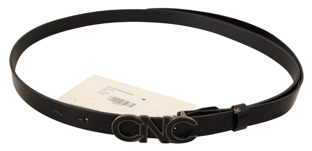 Ceinture à boucle en cuir noir avec logo et lettre Costume National