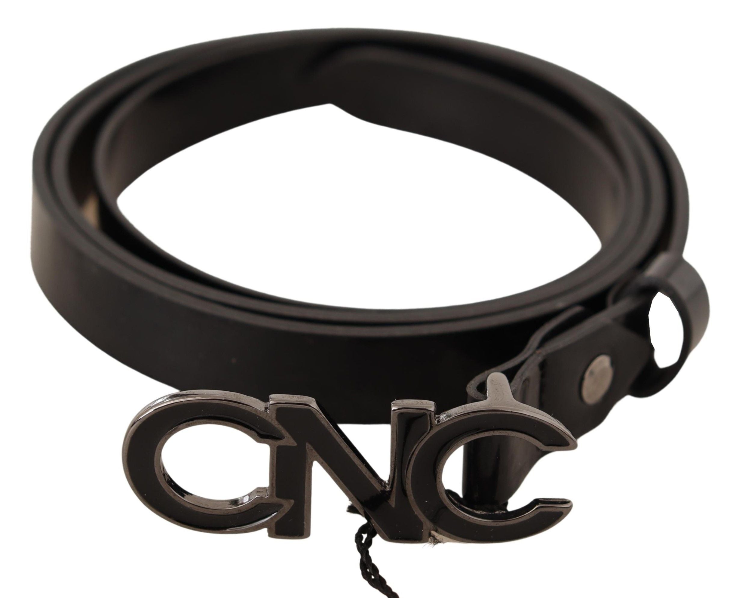Ceinture à boucle en cuir noir avec logo et lettre Costume National
