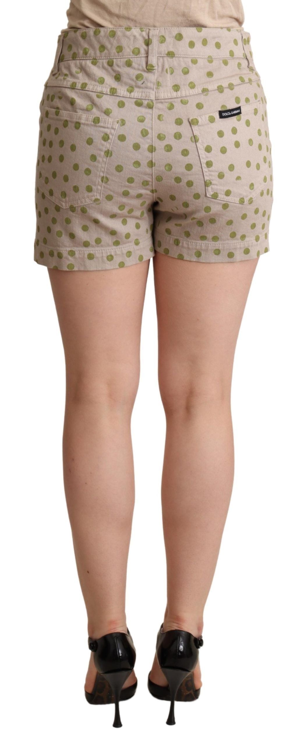 Short en denim de coton stretch beige à pois Dolce &amp; Gabbana