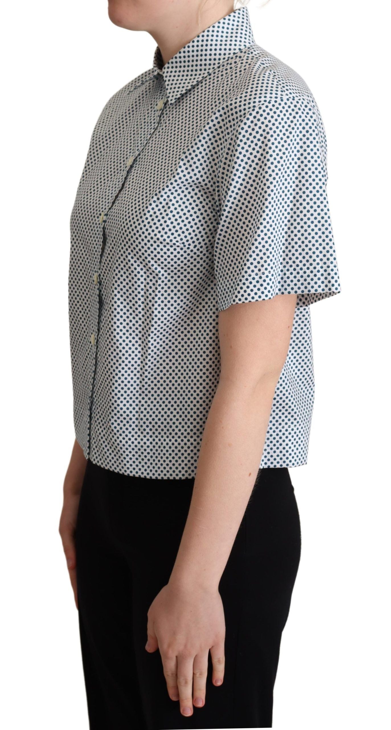 Chemise en coton à pois blancs et bleus Dolce &amp; Gabbana