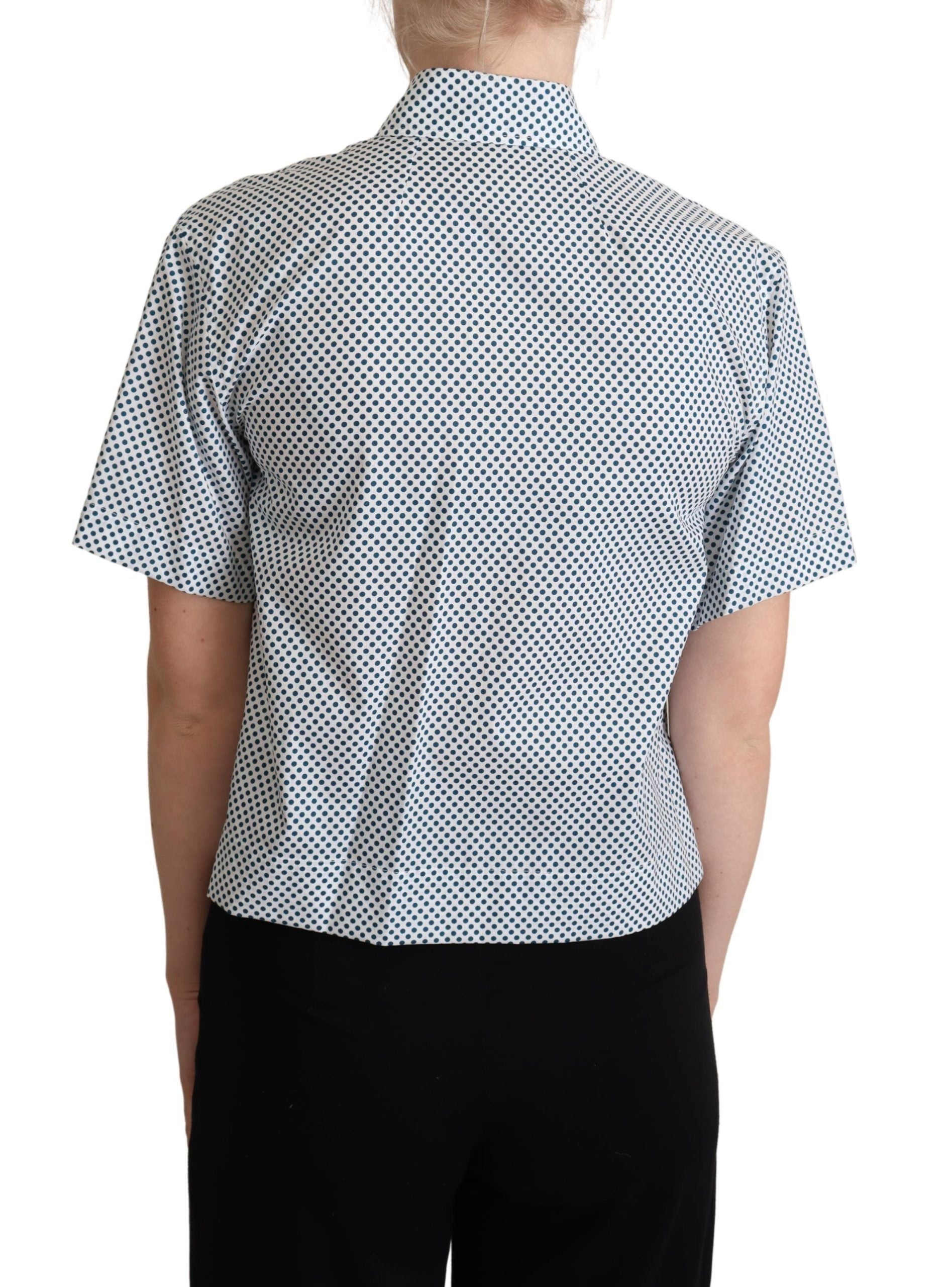 Chemise en coton à pois blancs et bleus Dolce &amp; Gabbana