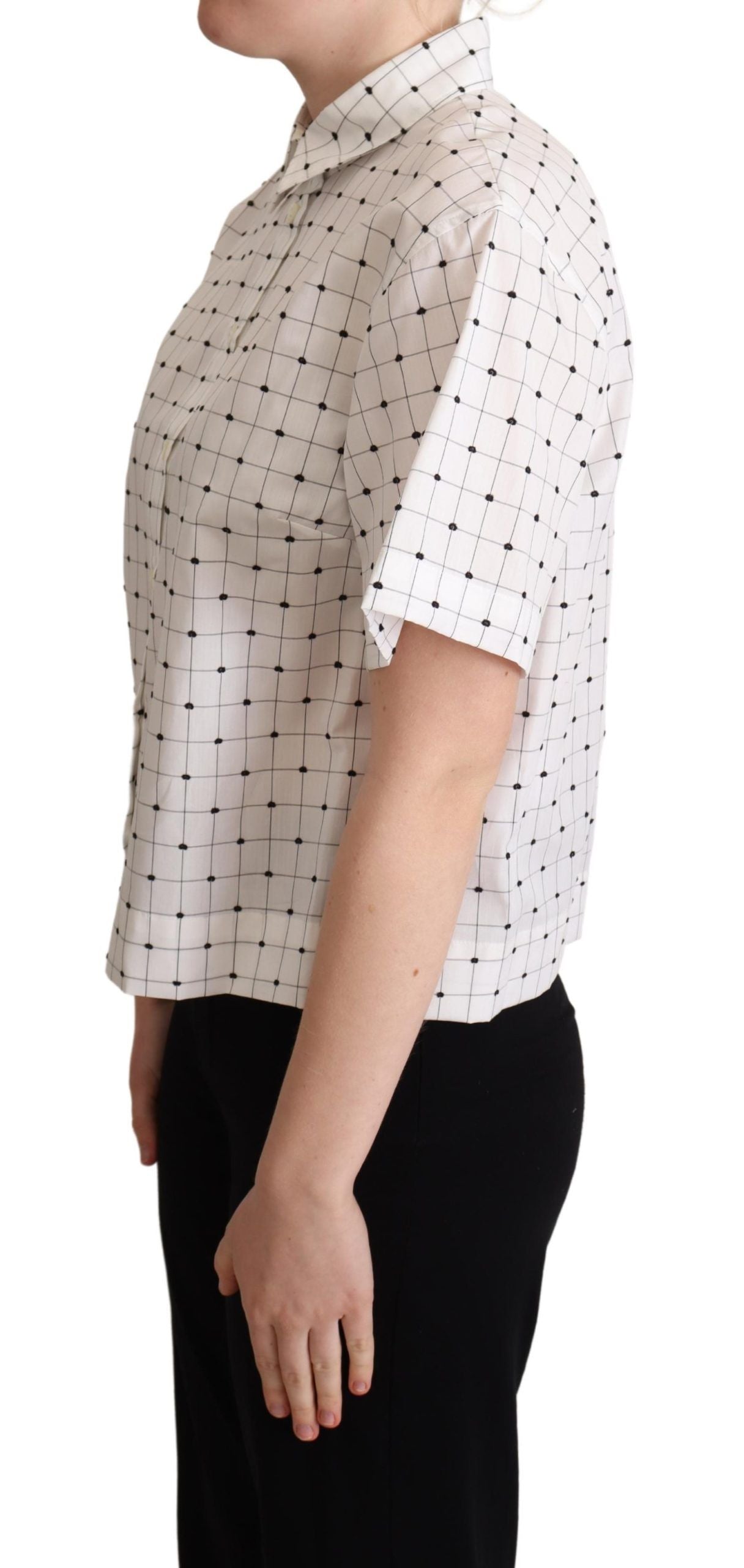 Dolce &amp; Gabbana Haut chemise à col en coton à pois blancs