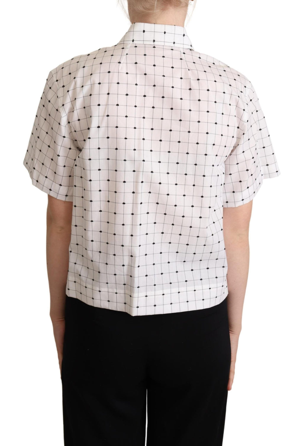Dolce &amp; Gabbana Haut chemise à col en coton à pois blancs