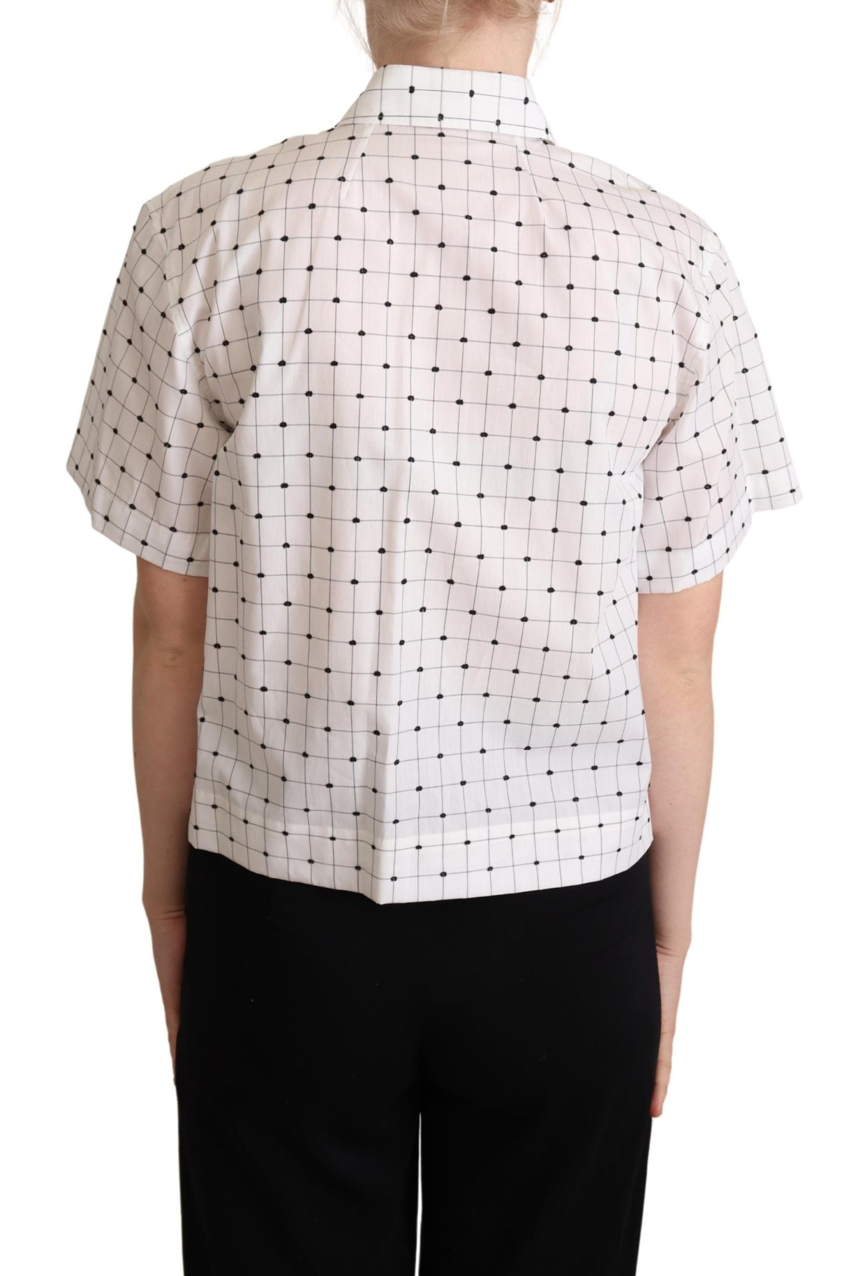 Dolce &amp; Gabbana Haut chemise à col en coton à pois blancs