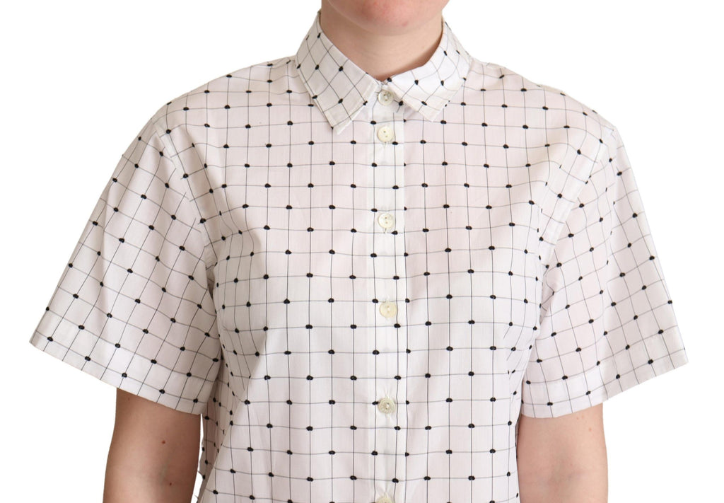 Dolce &amp; Gabbana Haut chemise à col en coton à pois blancs