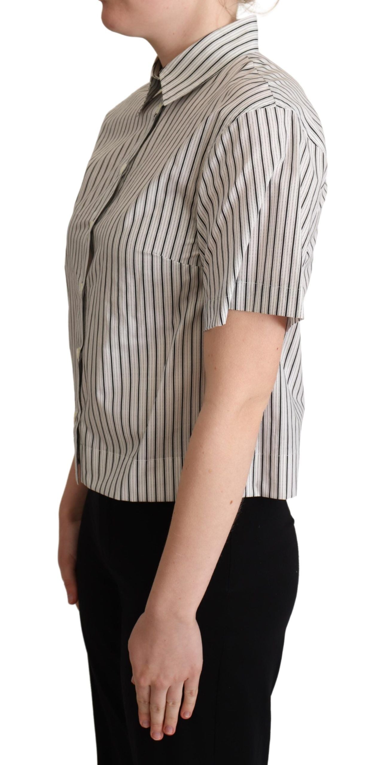 Chemise à col rayée blanche et noire Dolce &amp; Gabbana