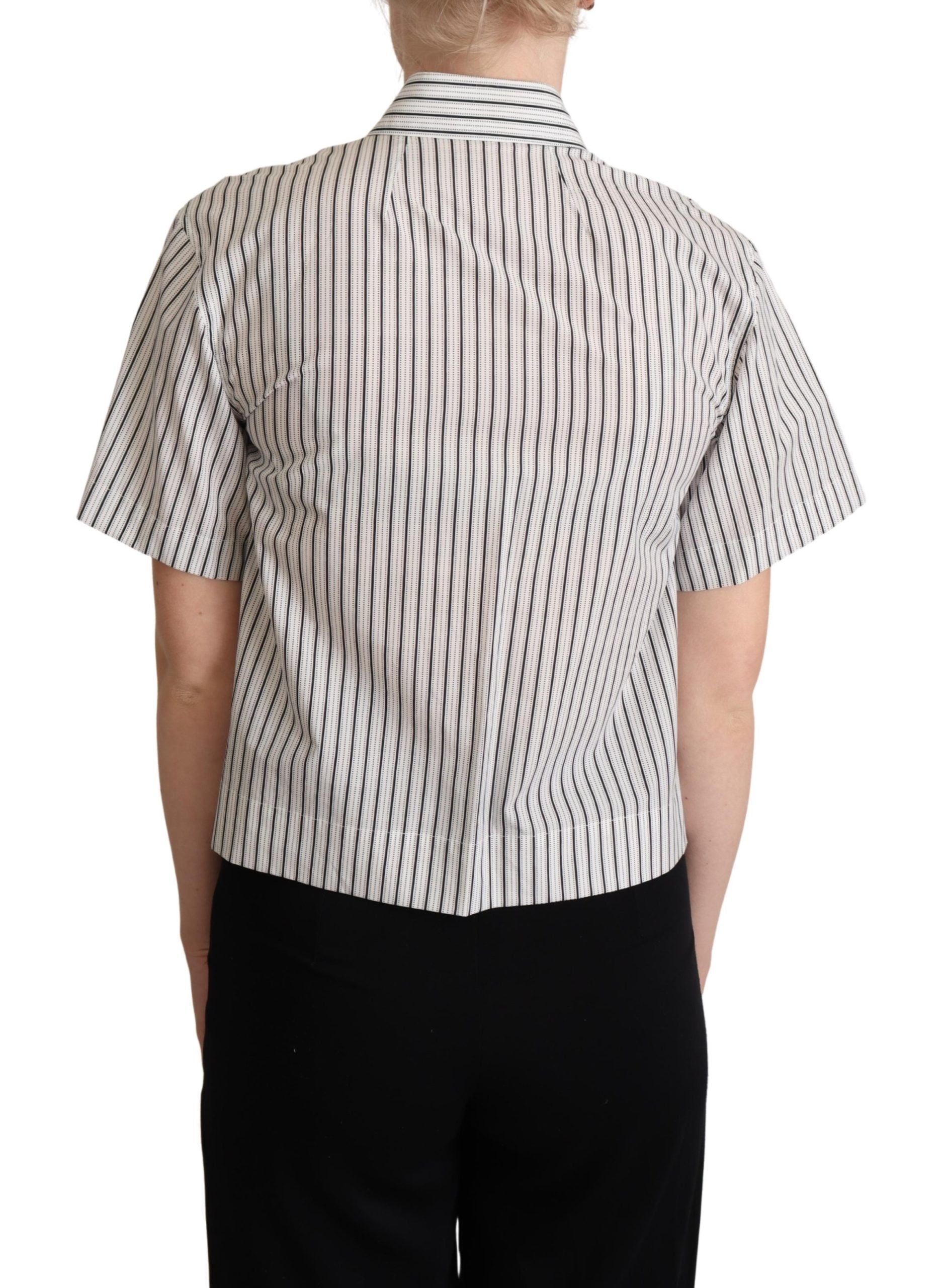 Chemise à col rayée blanche et noire Dolce &amp; Gabbana