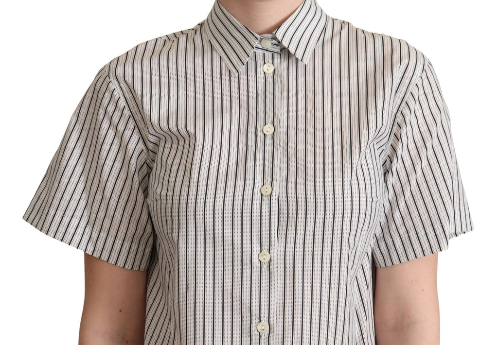 Chemise à col rayée blanche et noire Dolce &amp; Gabbana