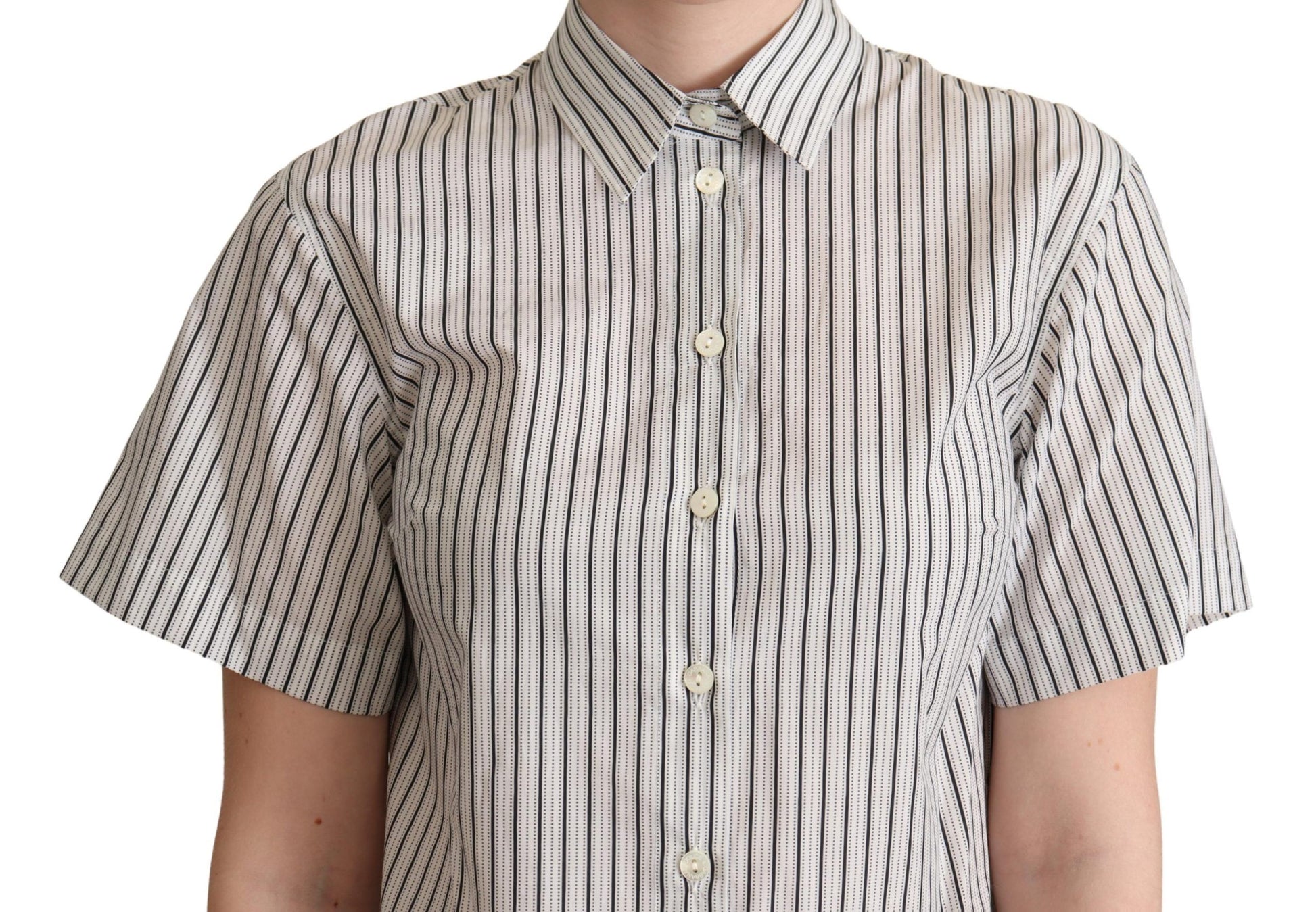 Chemise à col rayée blanche et noire Dolce &amp; Gabbana