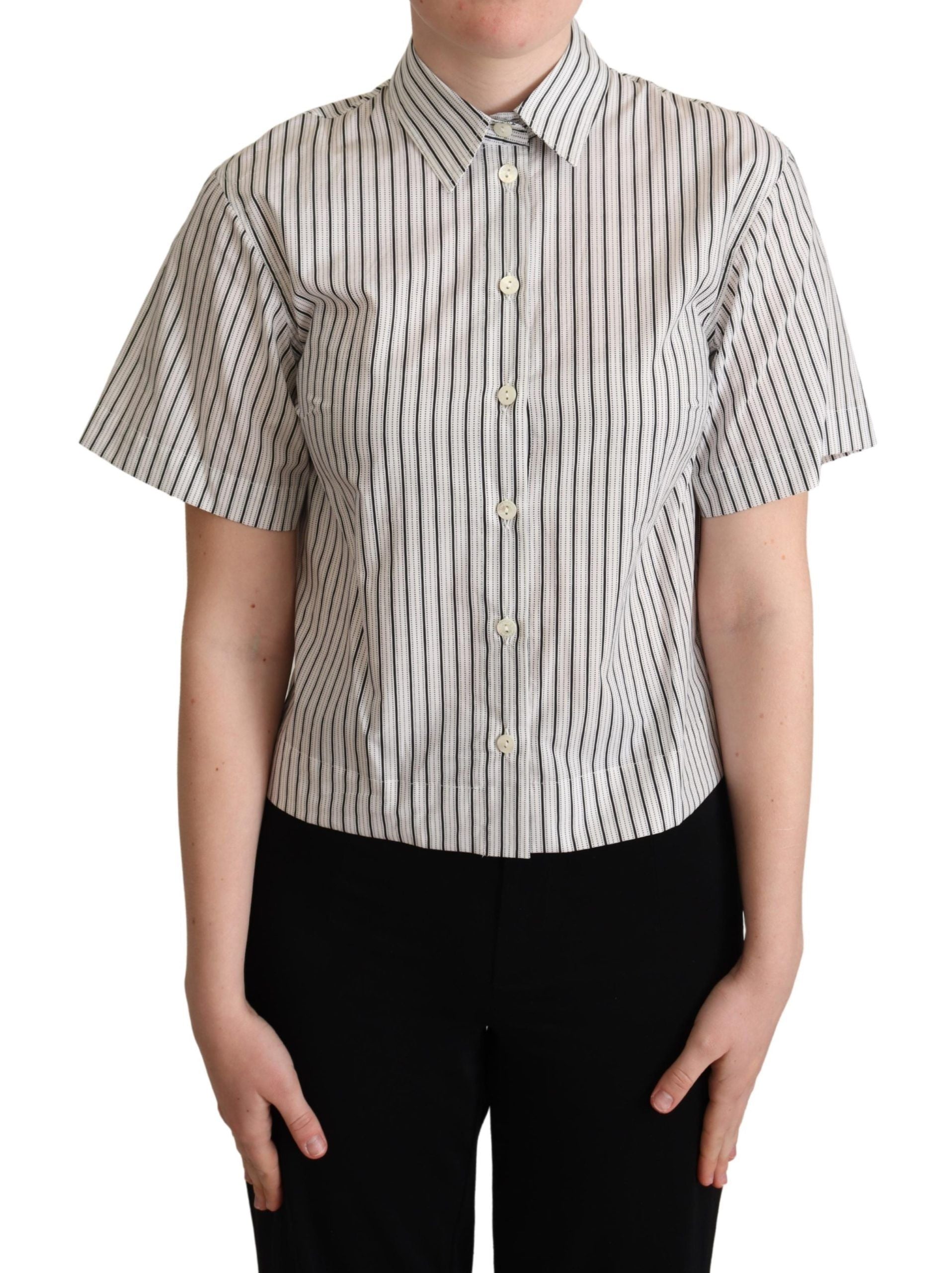 Chemise à col rayée blanche et noire Dolce &amp; Gabbana