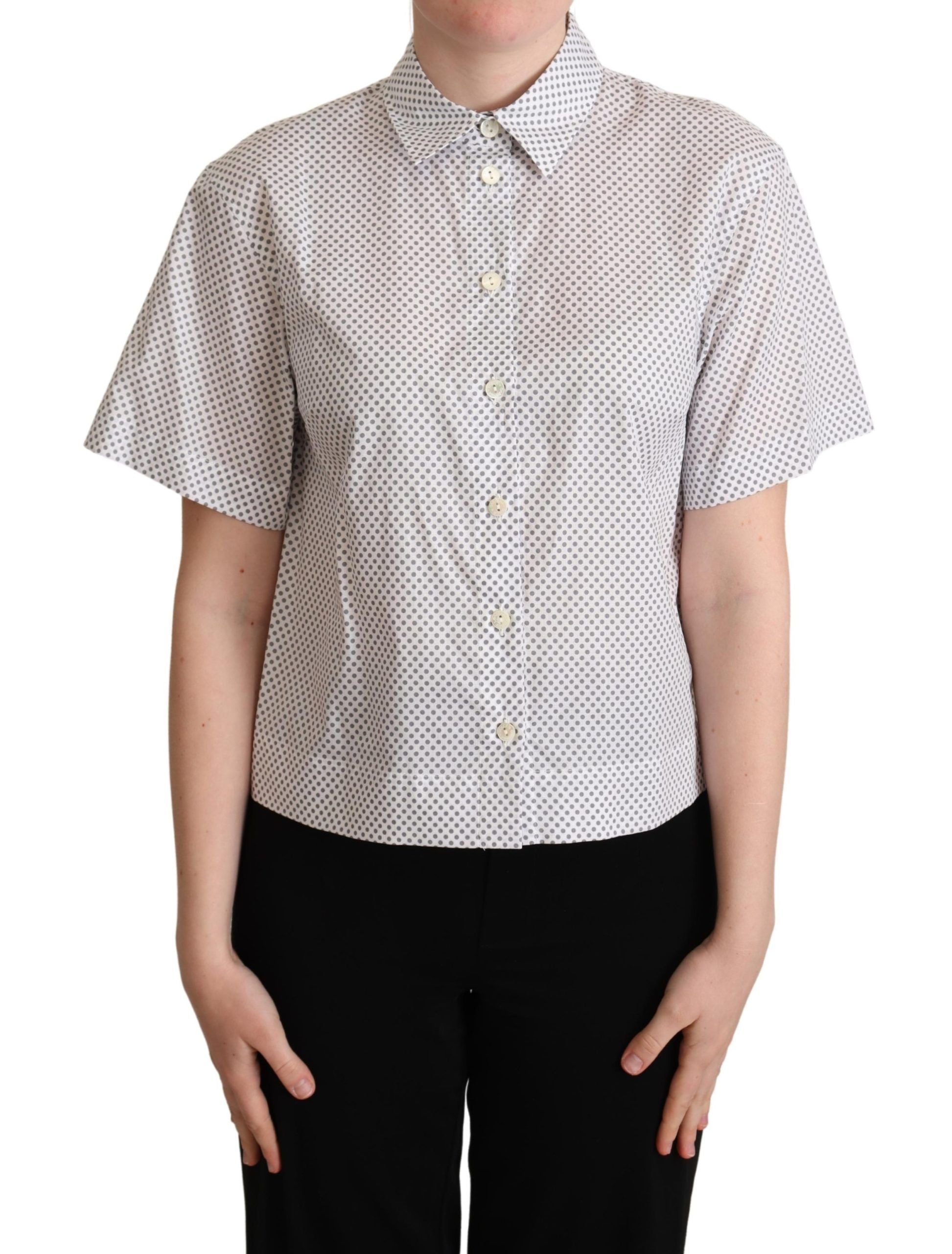 Chemise boutonnée à col et pois blancs et gris Dolce &amp; Gabbana