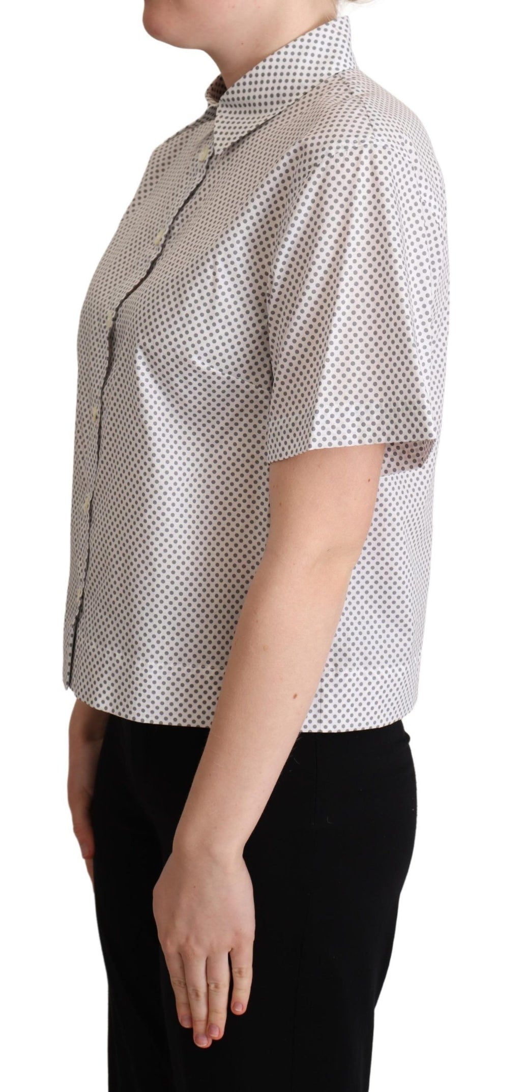 Chemise boutonnée à col et pois blancs et gris Dolce &amp; Gabbana