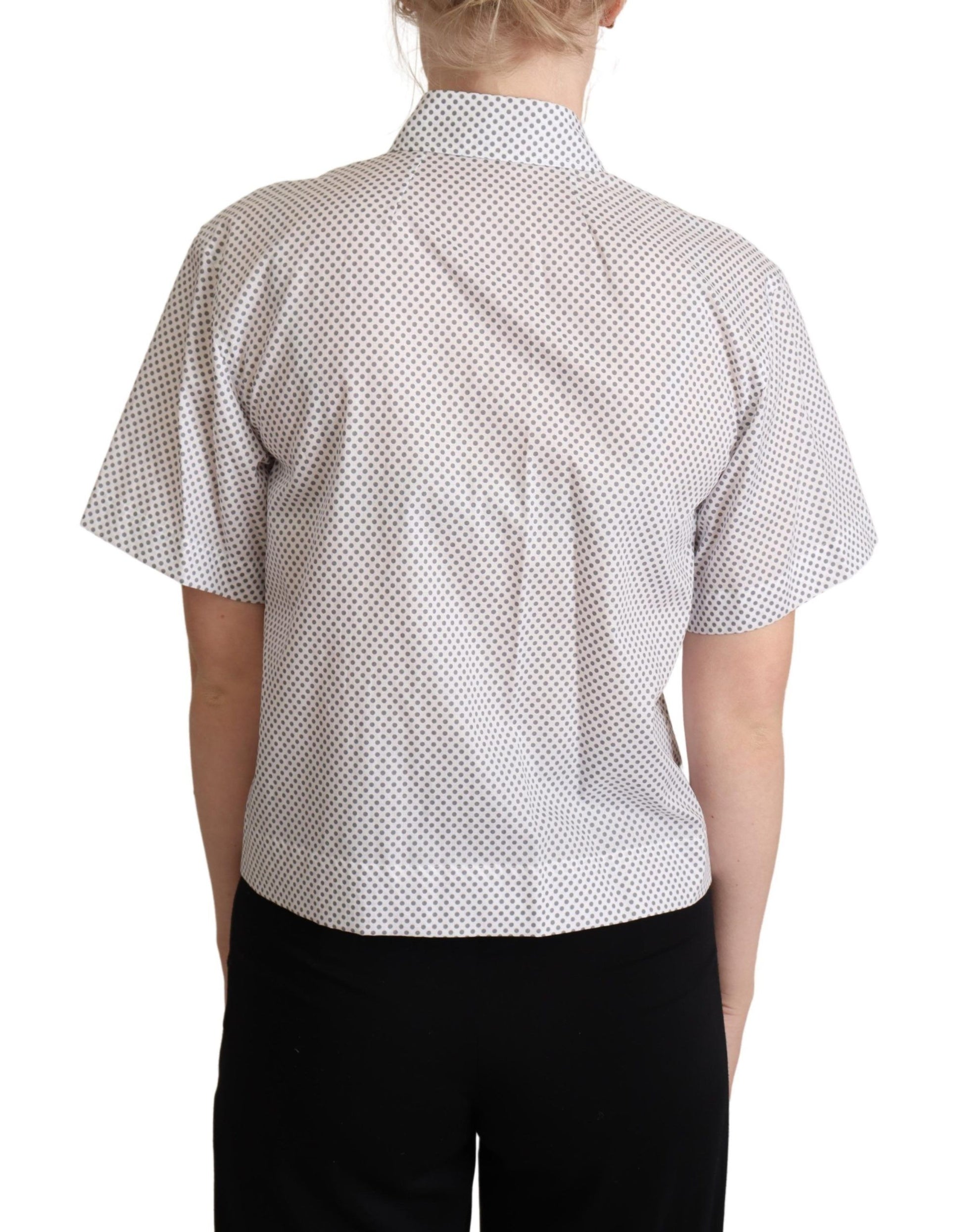 Chemise boutonnée à col et pois blancs et gris Dolce &amp; Gabbana