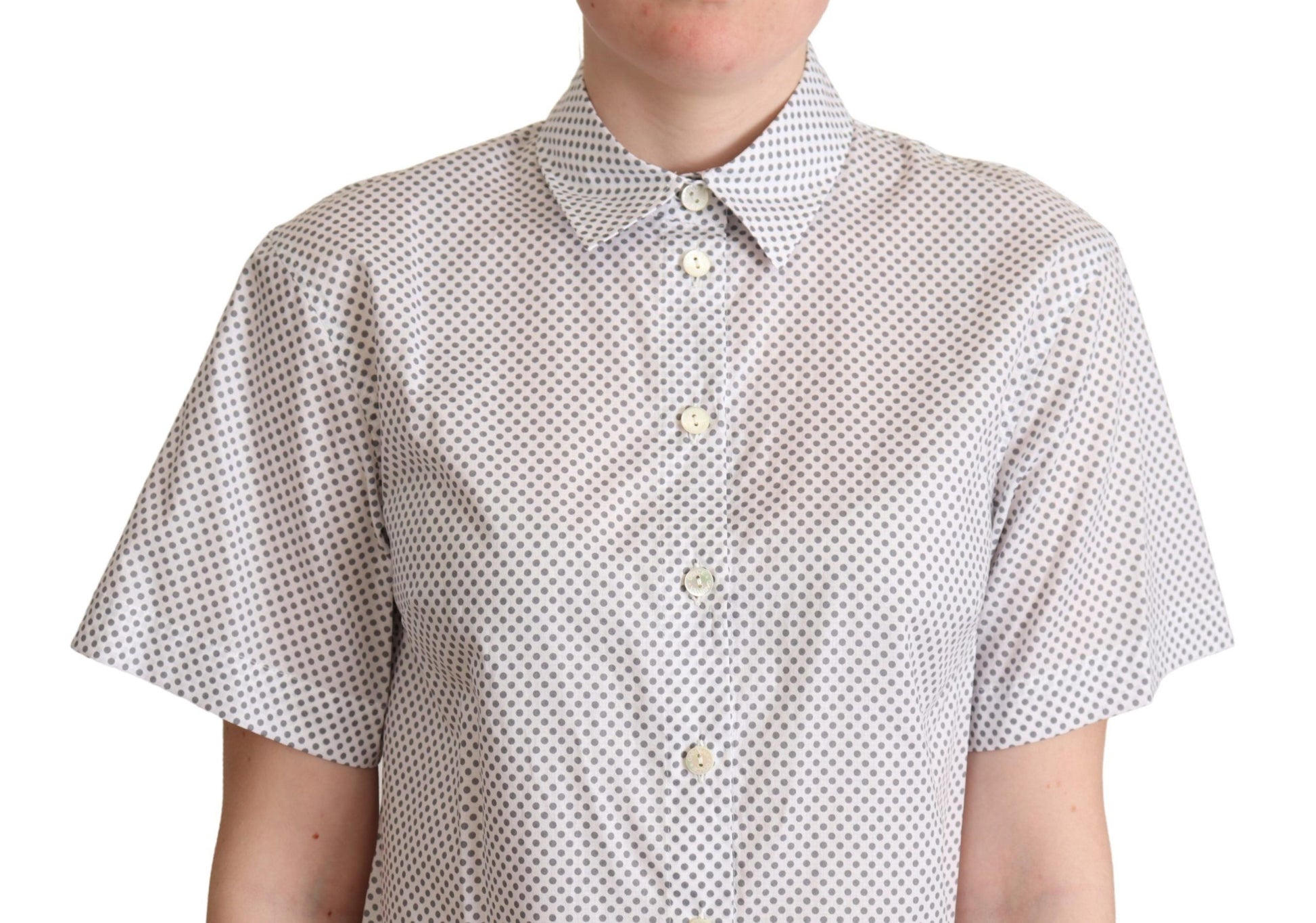 Chemise boutonnée à col et pois blancs et gris Dolce &amp; Gabbana