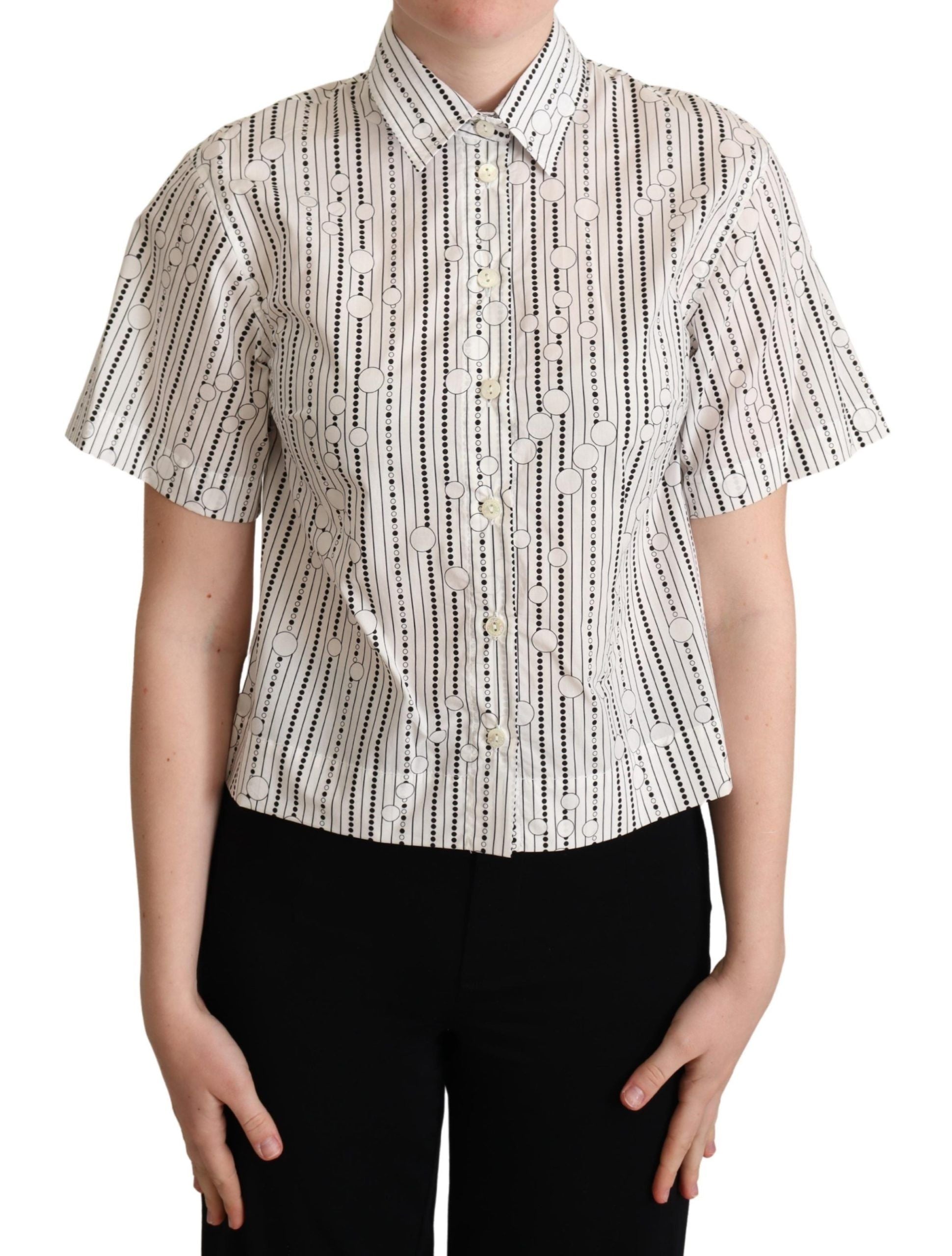 Chemise boutonnée à col et pois blancs Dolce &amp; Gabbana