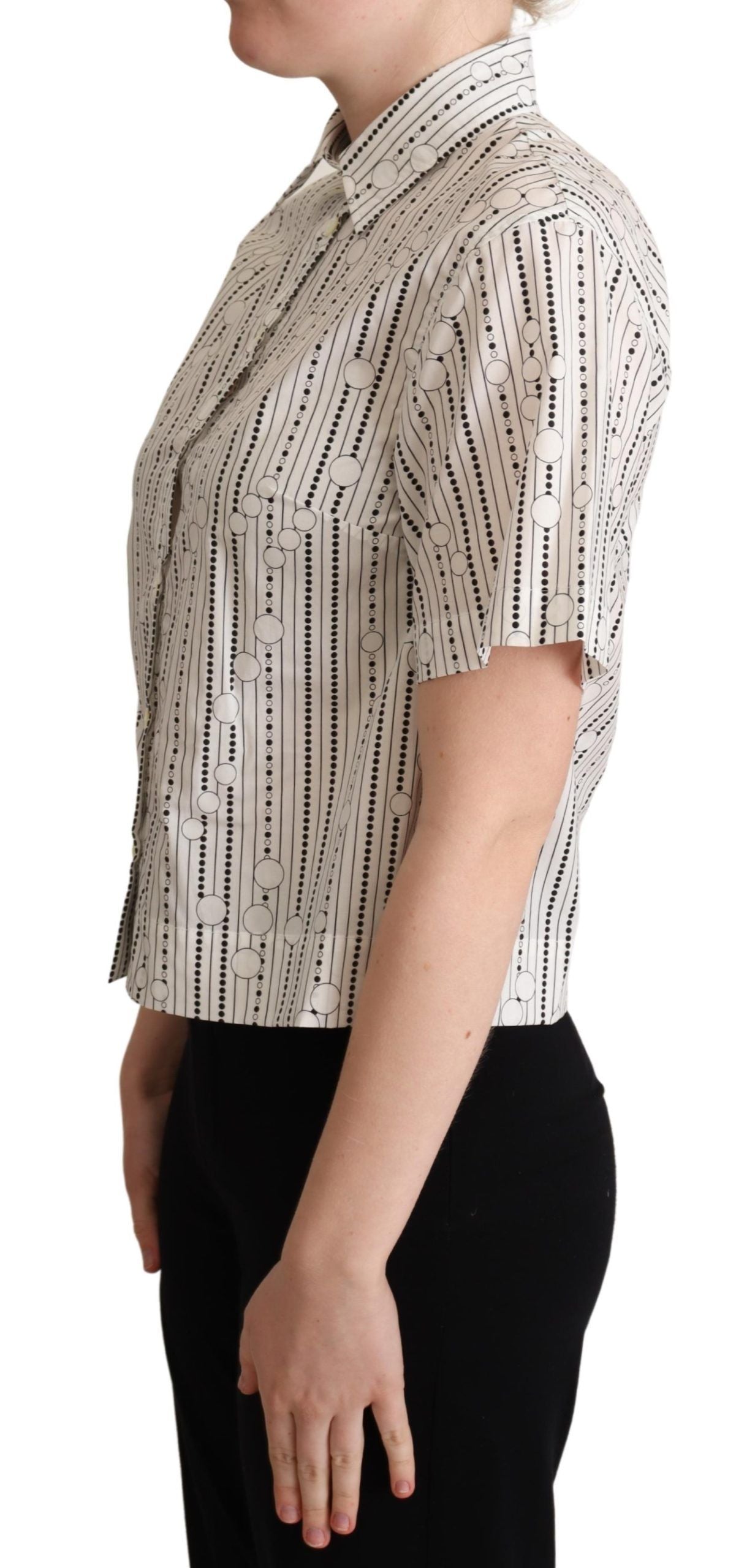 Chemise boutonnée à col et pois blancs Dolce &amp; Gabbana
