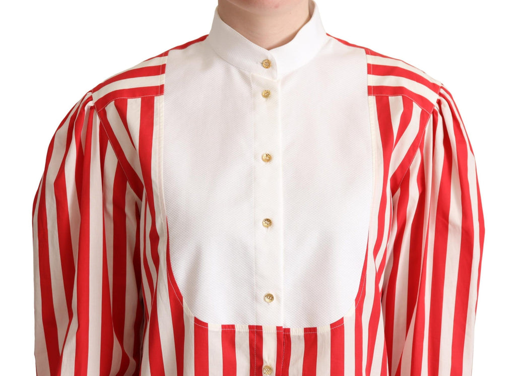 Chemise habillée à manches longues à rayures rouges et blanches Dolce &amp; Gabbana