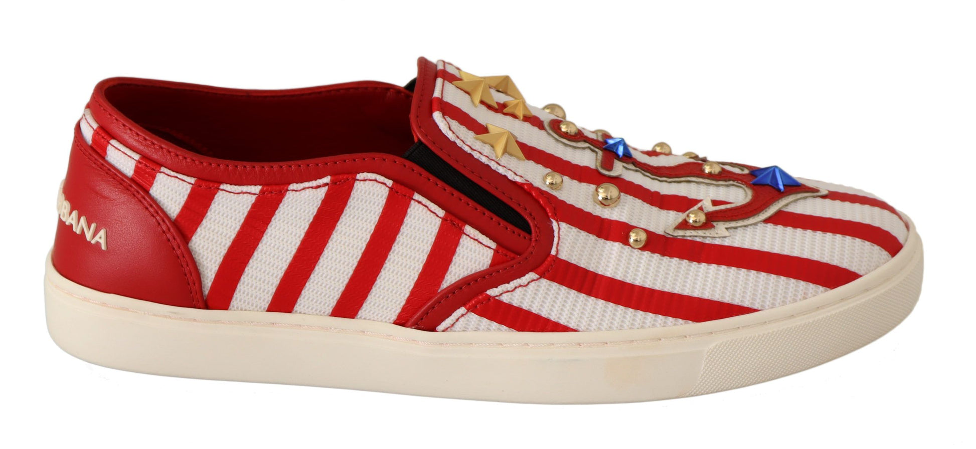 Mocassins cloutés Dolce &amp; Gabbana rouges et blancs à motif ancre
