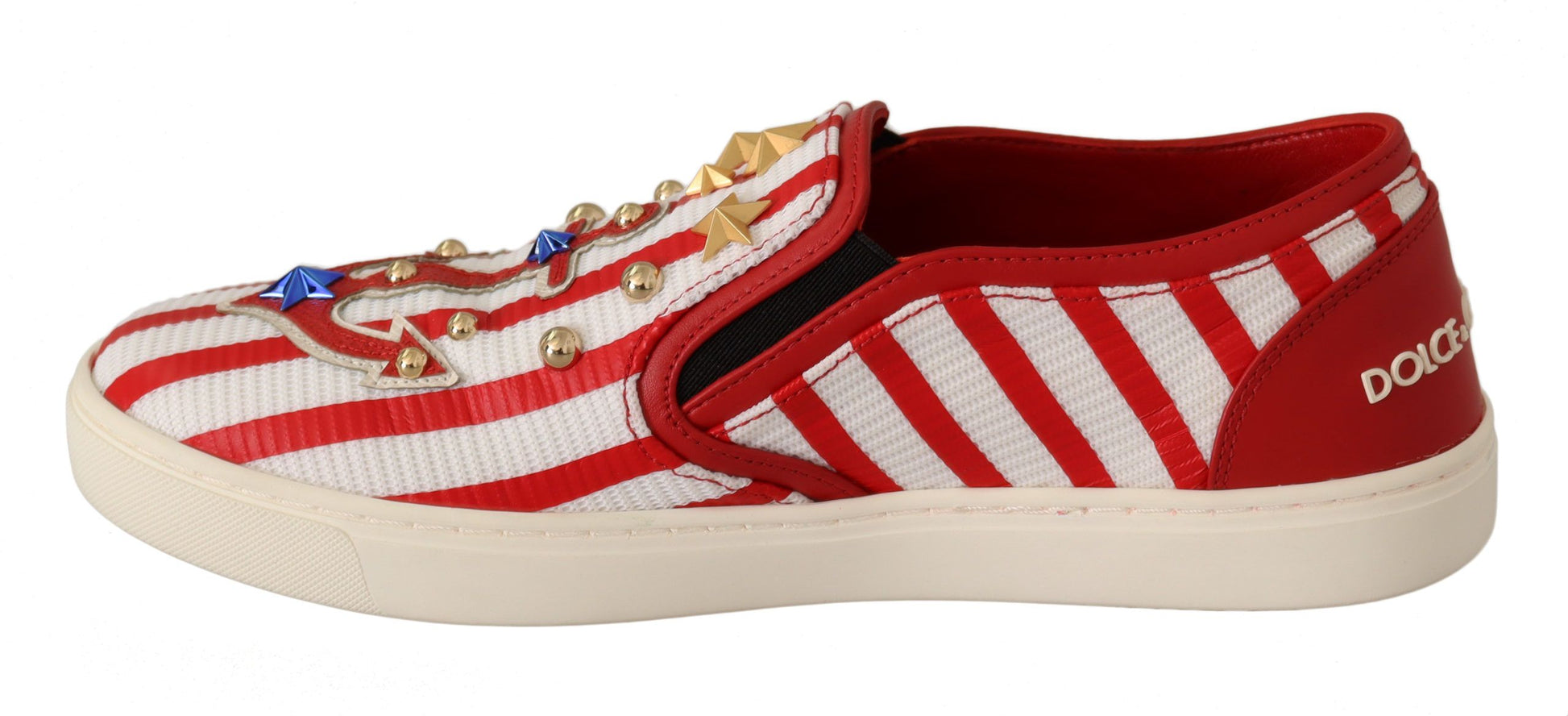Mocassins cloutés Dolce &amp; Gabbana rouges et blancs à motif ancre