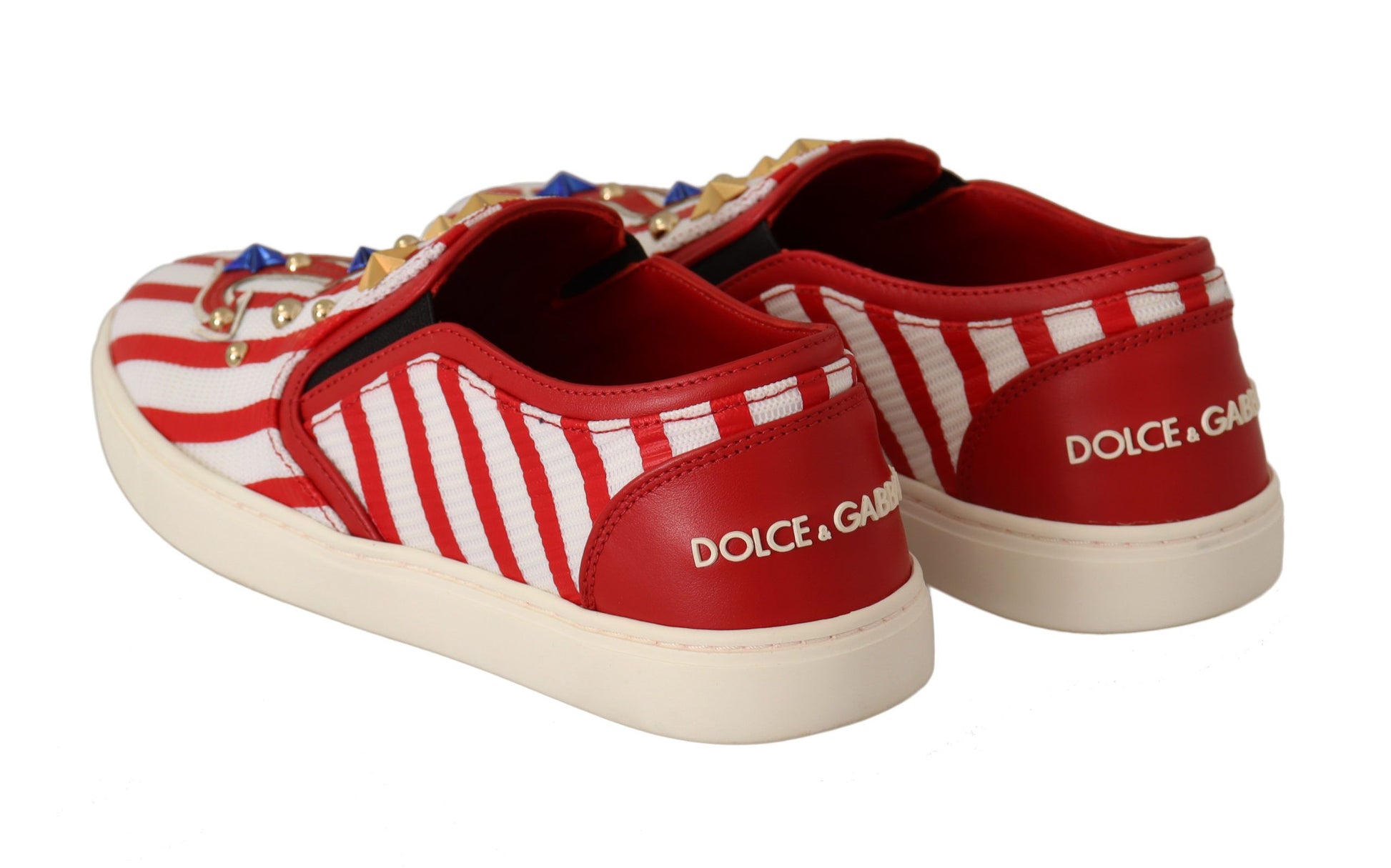 Mocassins cloutés Dolce &amp; Gabbana rouges et blancs à motif ancre