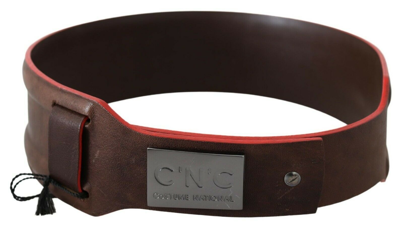 Ceinture en cuir véritable marron foncé Costume National