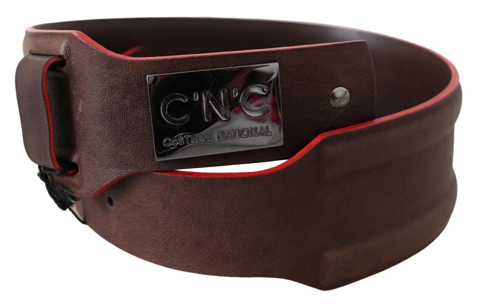 Ceinture en cuir véritable marron foncé Costume National