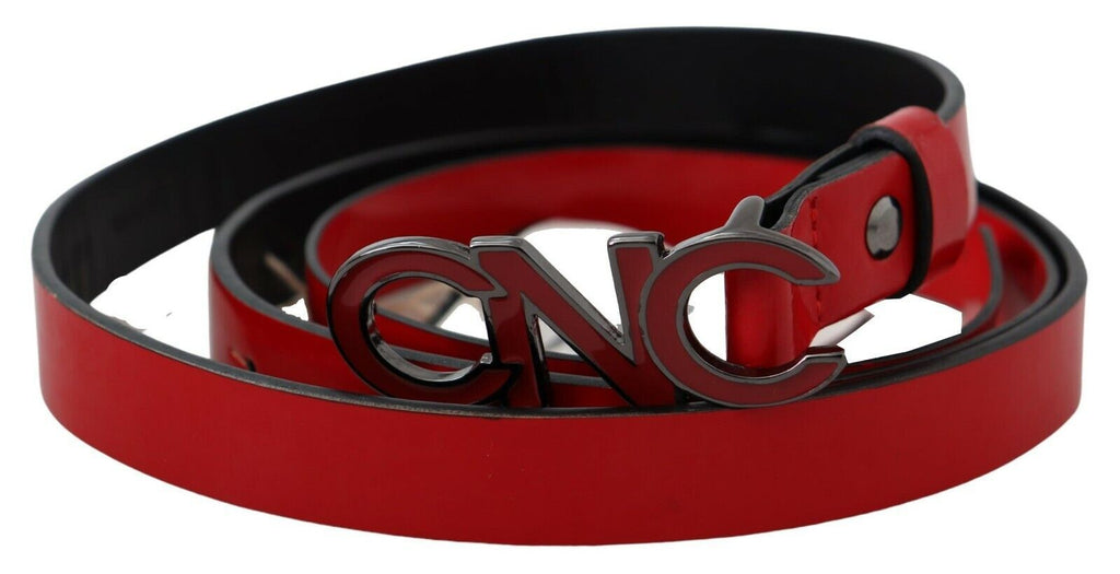 Ceinture réversible en cuir avec boucle et logo Costume National rouge et noir