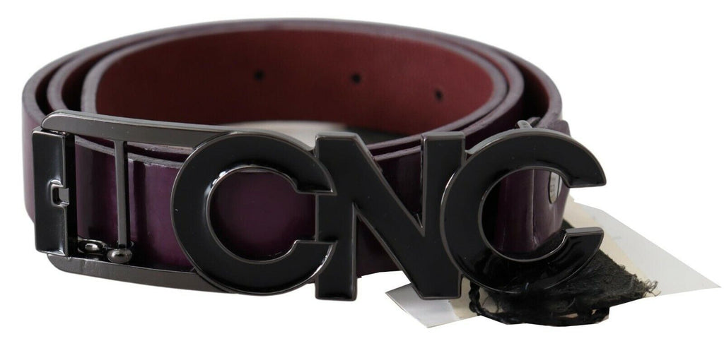 Ceinture en cuir marron avec boucle à grand logo et lettre Costume National