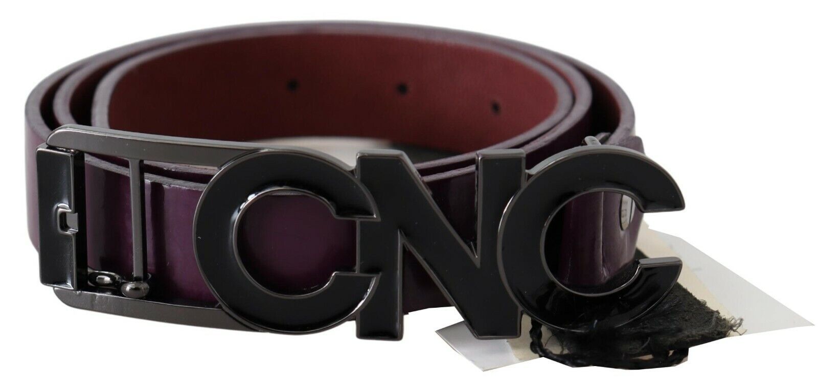 Ceinture en cuir marron avec boucle à grand logo et lettre Costume National