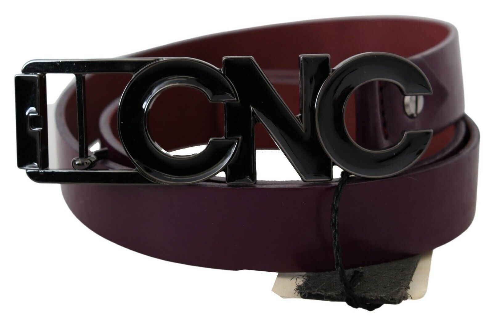 Ceinture en cuir marron avec boucle à grand logo et lettre Costume National