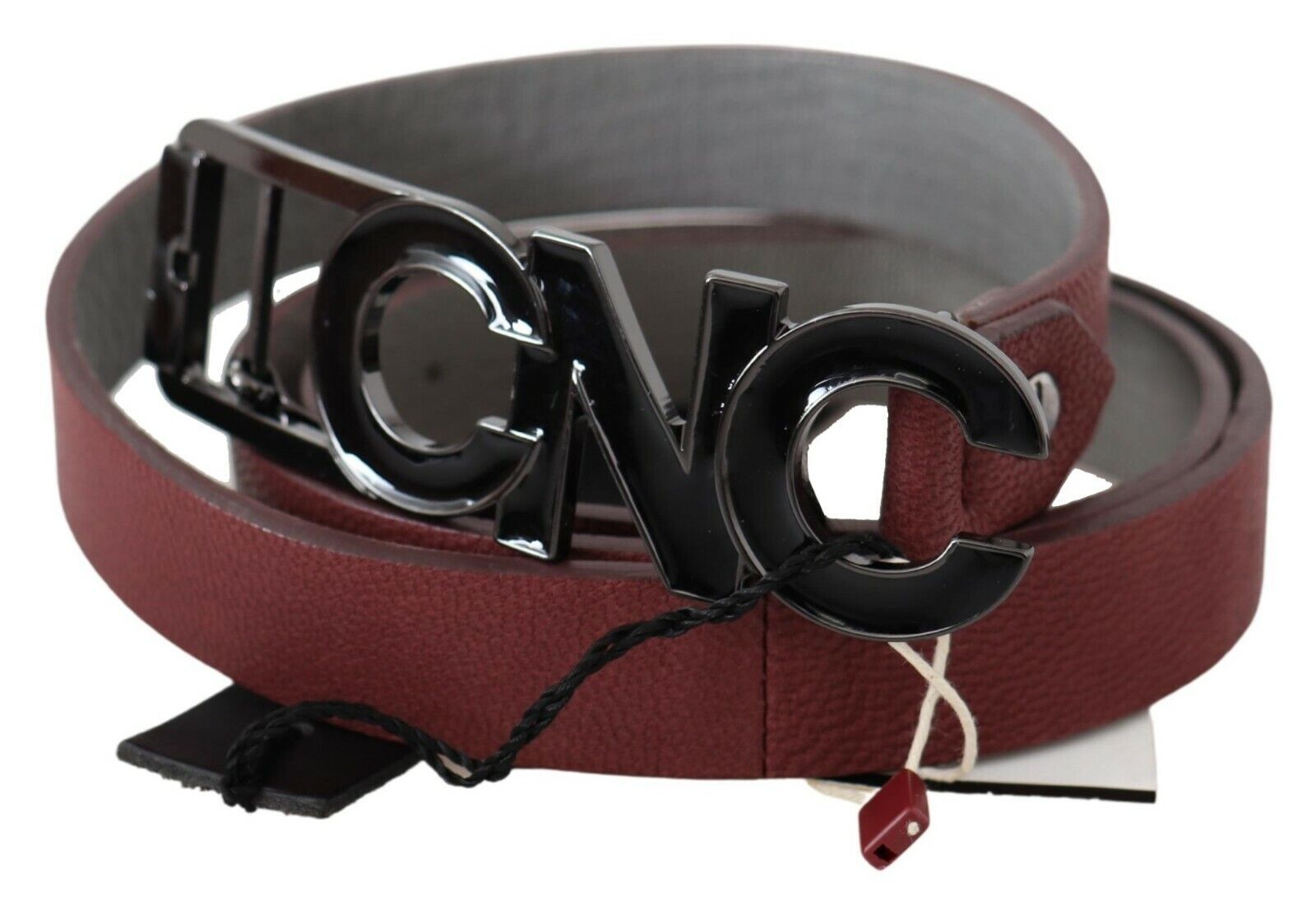 Ceinture fine en cuir marron avec logo Costume National