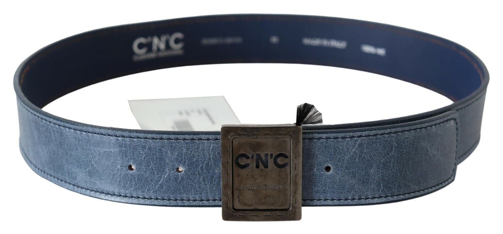 Ceinture à boucle en cuir bleu normal avec logo Costume National