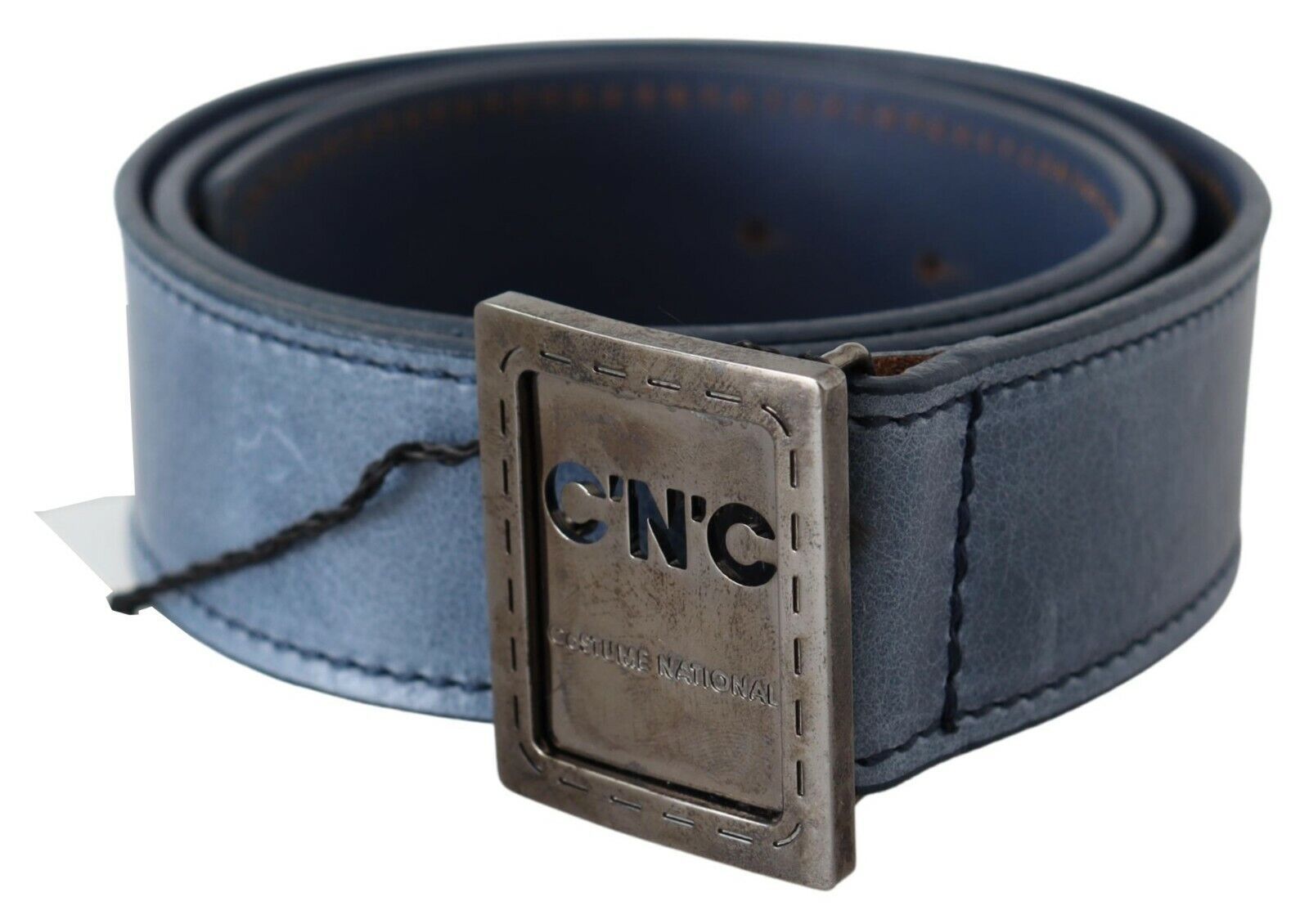 Ceinture à boucle en cuir bleu normal avec logo Costume National