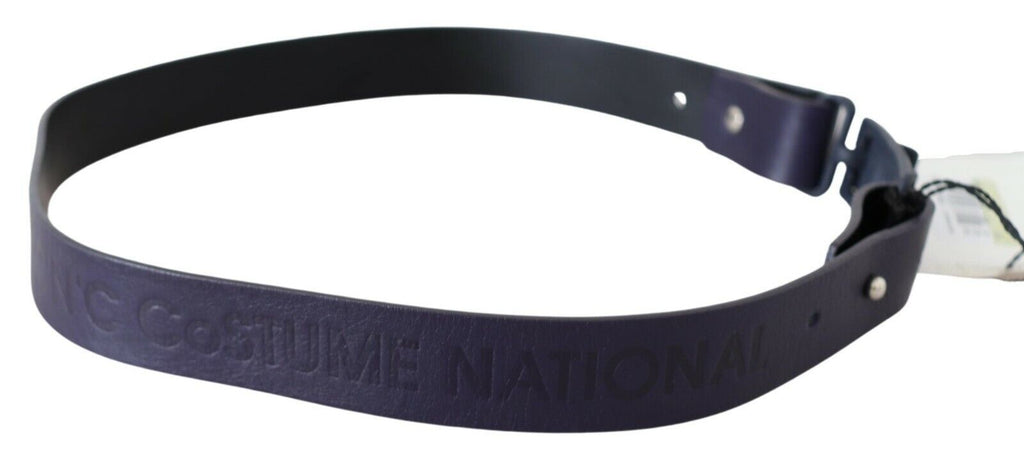 Ceinture à boucle en cuir noir avec logo Costume National