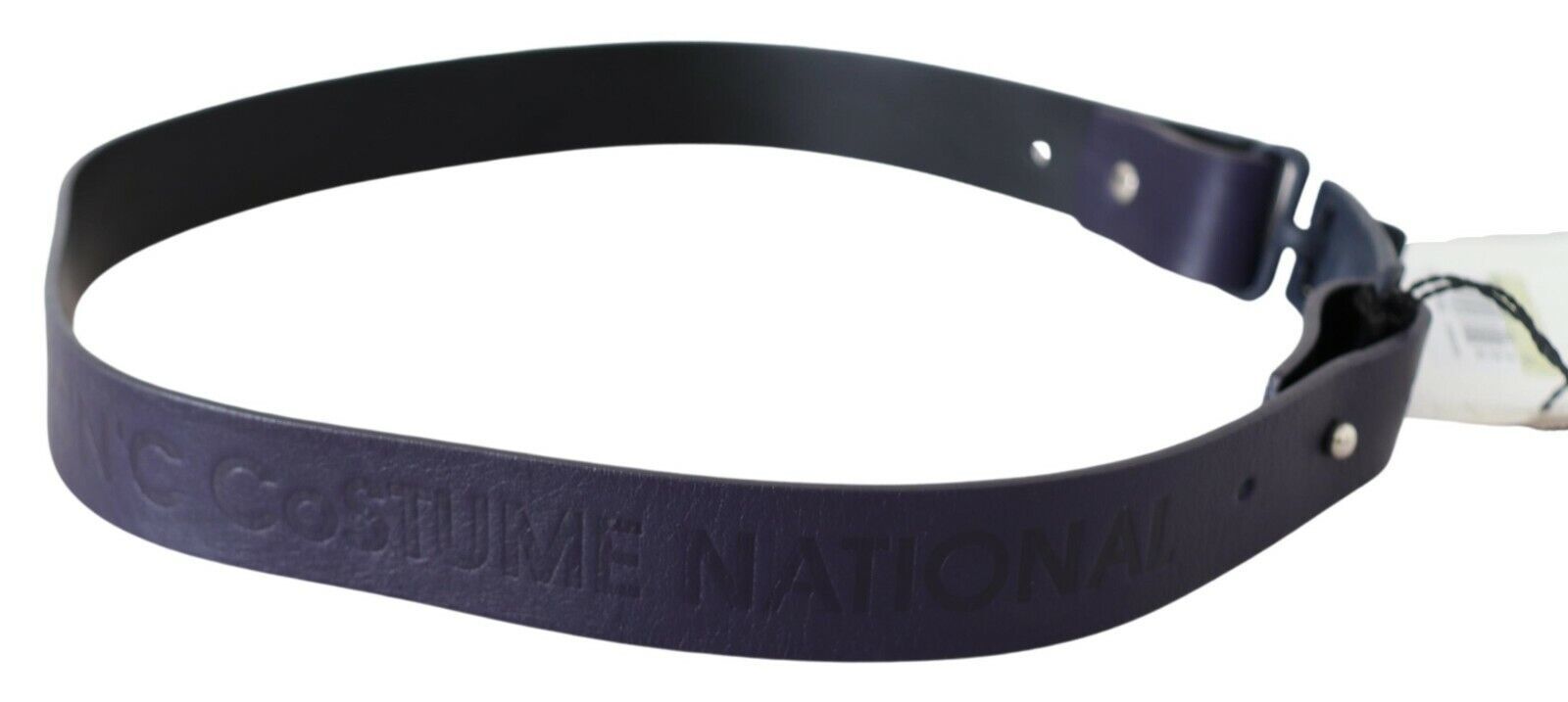 Ceinture à boucle en cuir noir avec logo Costume National
