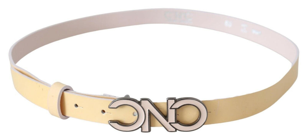 Ceinture en cuir beige avec logo rose et lettres Costume National