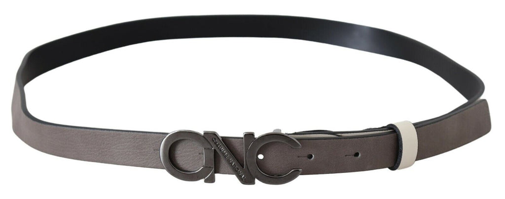 Ceinture à boucle en cuir noir et blanc avec logo et lettres de costume national