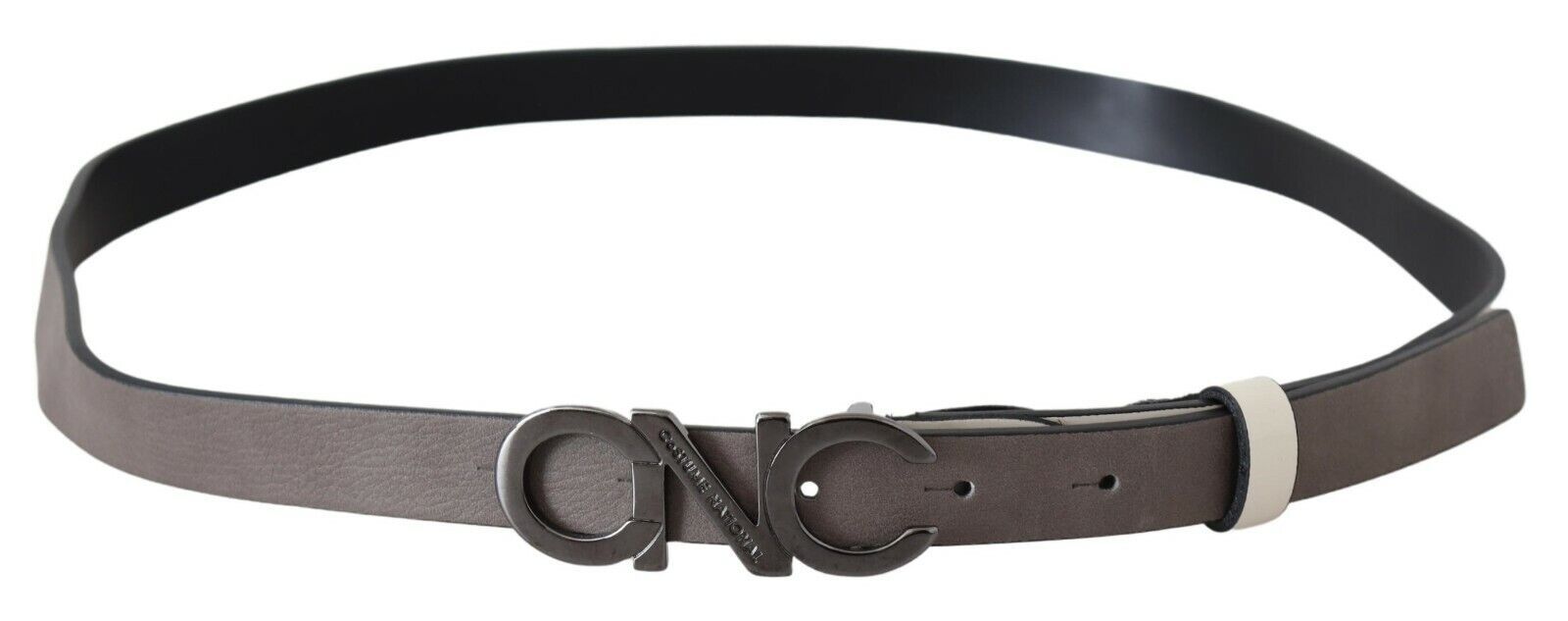Ceinture à boucle en cuir noir et blanc avec logo et lettres de costume national