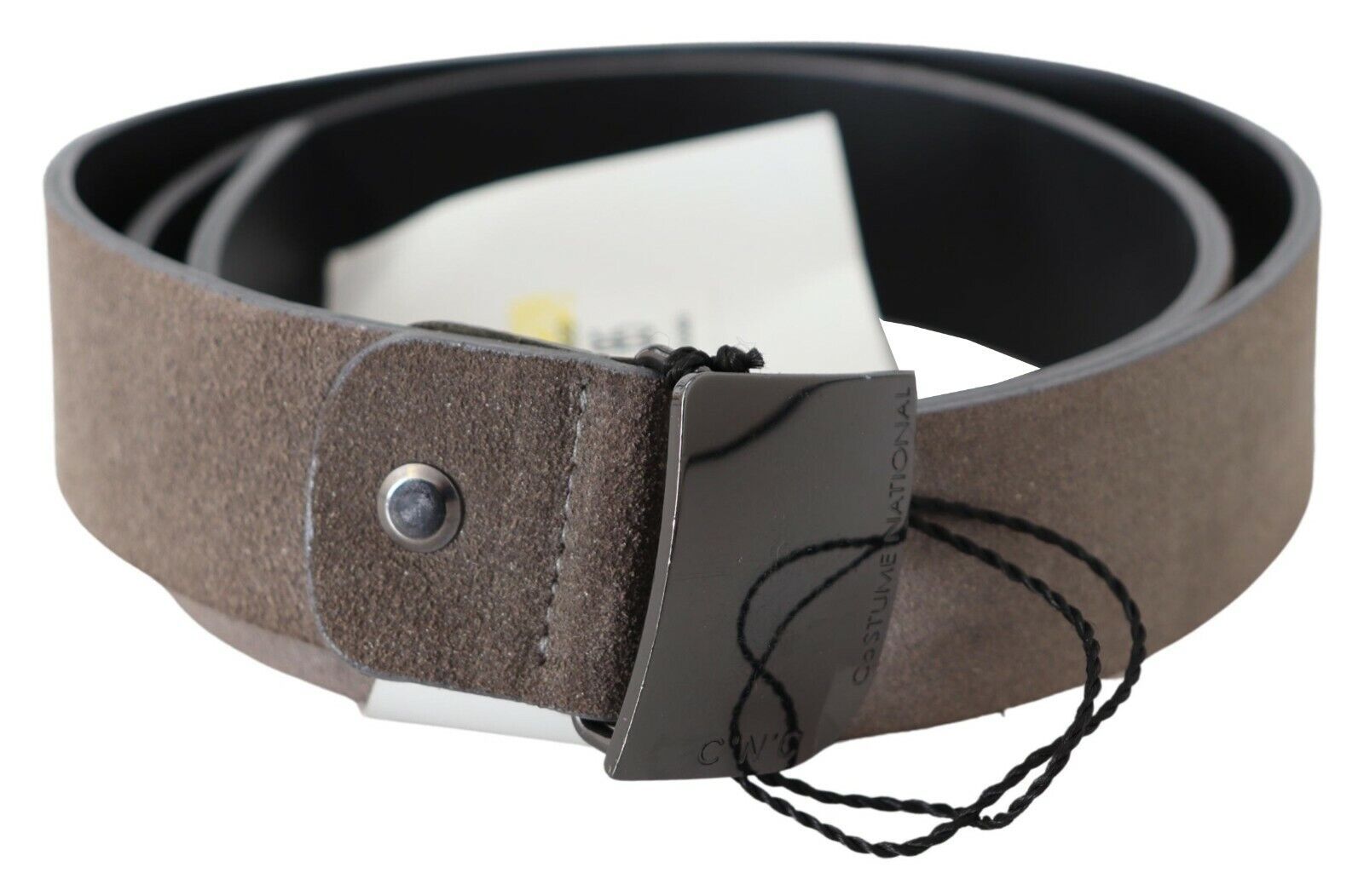 Ceinture à boucle carrée en cuir marron avec logo Costume National