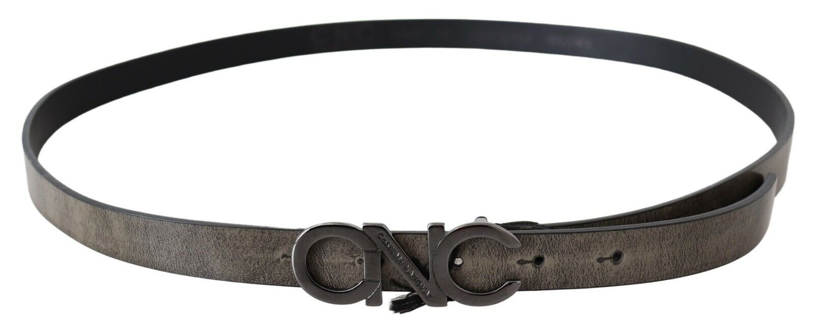 Ceinture à boucle en cuir marron foncé avec logo et lettre Costume National