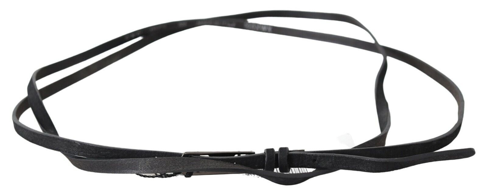 Ceinture fine en cuir noir avec boucle et logo Costume National