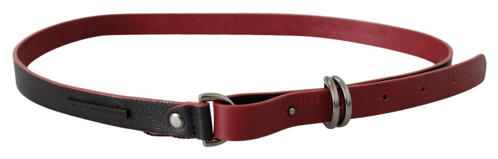 Ceinture en cuir noir et rouge avec logo Costume National