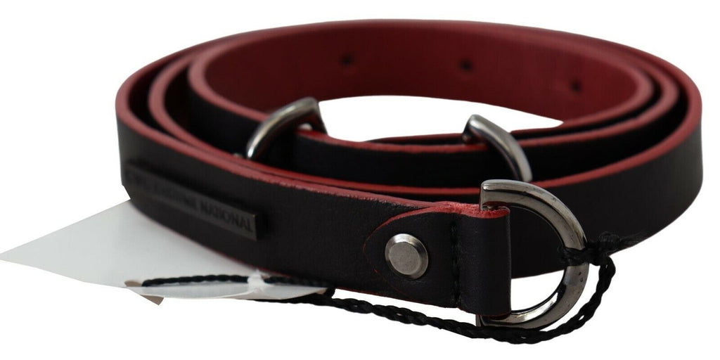 Ceinture en cuir noir et rouge avec logo Costume National