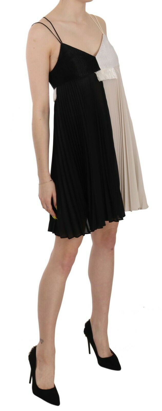 Robe princesse trapèze sans manches noire et blanche PINKO